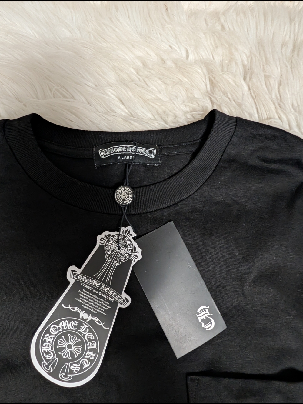 Chrome Hearts Black Crewneck Tee with Signature Hang Tags